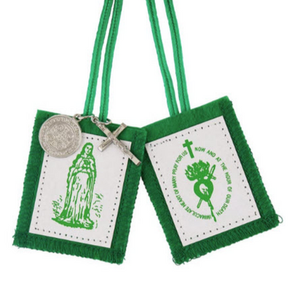 Green Scapular with St. Benedict and Crucifix