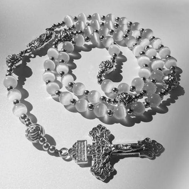 White Stone Rosary Beads