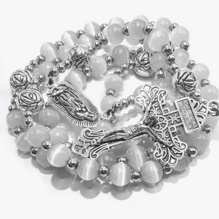 White Stone Rosary Beads