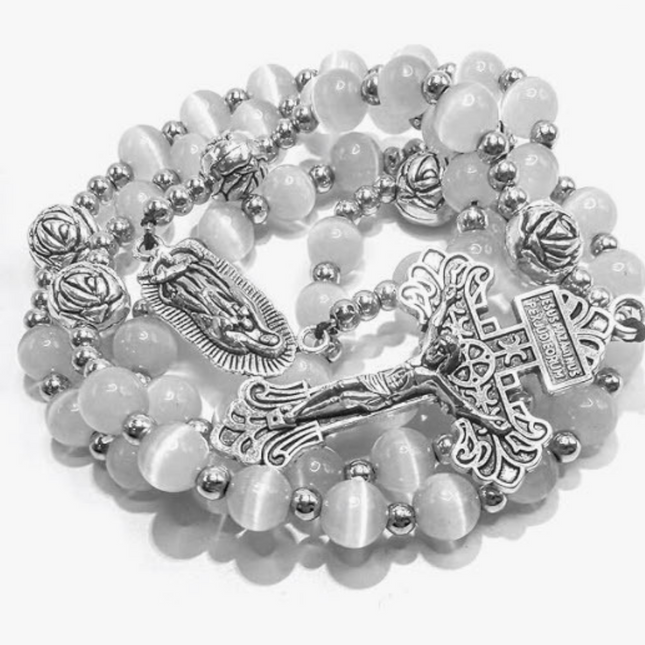 White Stone Rosary Beads